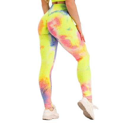 High waist hip tight tie-dye track pants