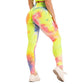 High waist hip tight tie-dye track pants