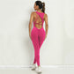 Yoga Jumpsuit V-shaped Back Design Sleeveless Fitness Running Sportswear Stretch Tights Pants For Womens Clothing