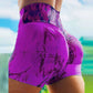 Ladies Tie Dye Printed Shorts Hip-Up Yoga Pants