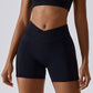 Running Fitness Shorts Cross Waist Tights For Women